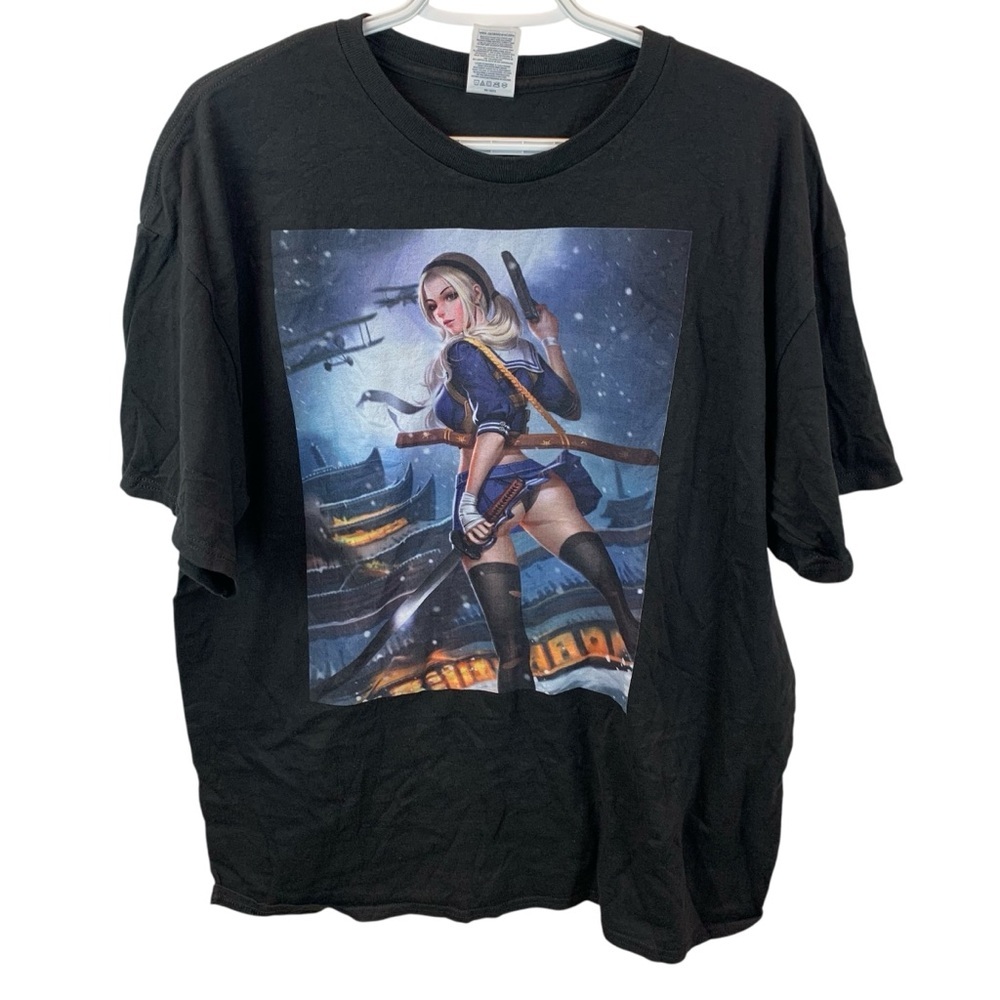 Anime Manga Cyberpunk Girl Graphic Tee Men's XL RedBubble T-shirt Sexy
